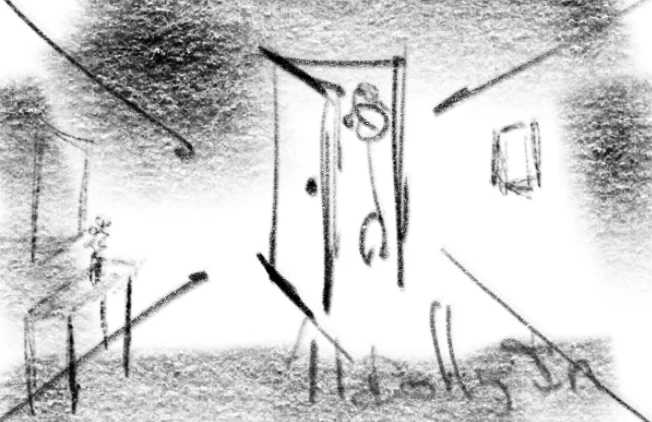 A small sketch of the door from the original storyboard.